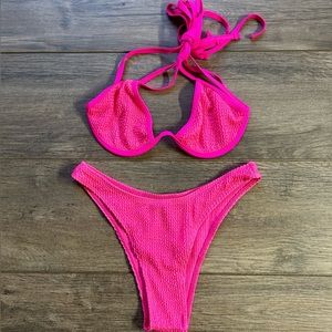 Neon pink bikini set